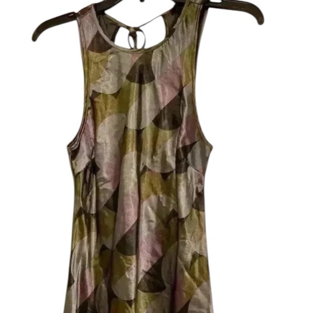 House of Harlow Womens sleeveless maxi sleek metallic green silver purple S